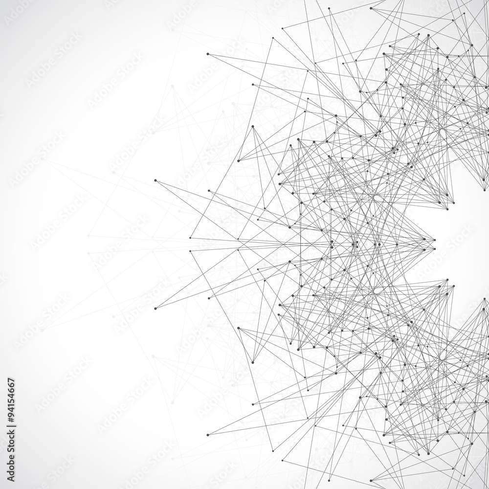 Fototapeta premium Geometric abstract form with connected lines and dots