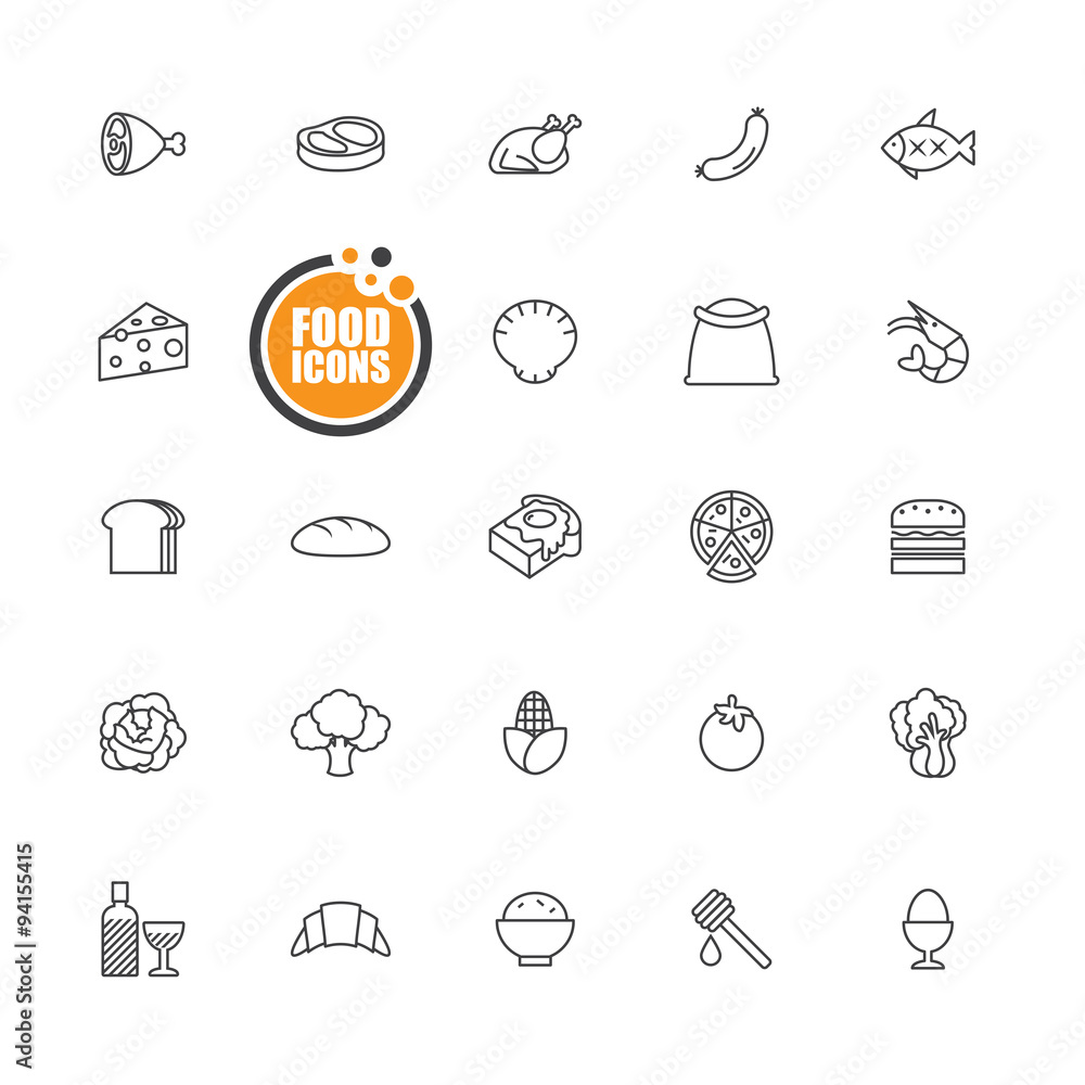 Food icons line set Food icons line set