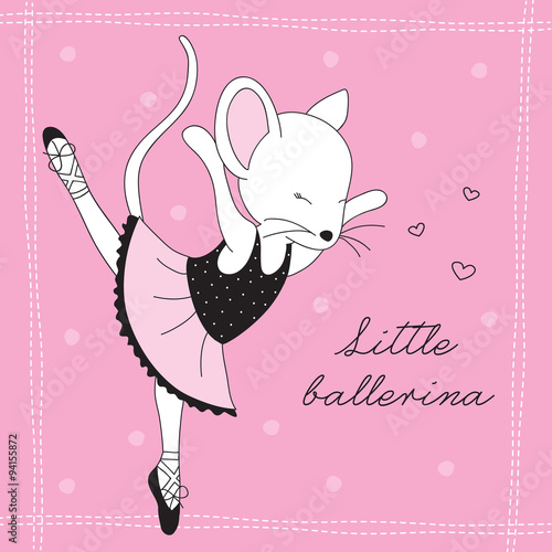 little mouse ballerina vector illustration