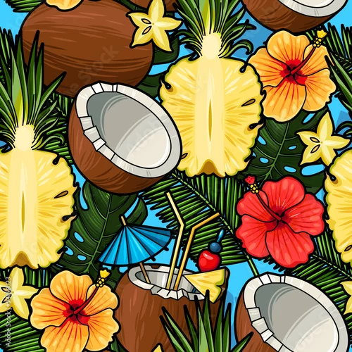 Tapety Bezproblemowy tropikalny koktajl