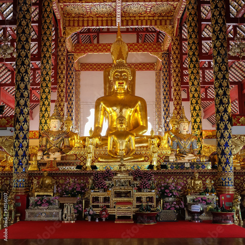 golden buddha statue in wat suan dok temple, chiang mai