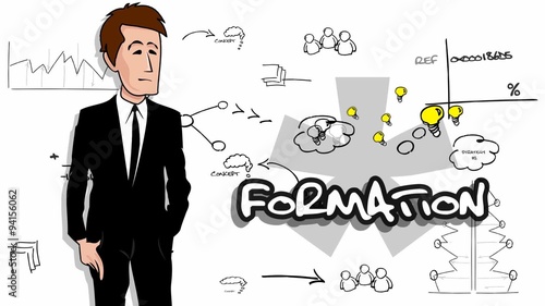 Formation professionnelle apprentissage  qualification emploi pro e-learning commercial marketing compétences travail dessin vecteur personnage diagramme cartoon animation photo