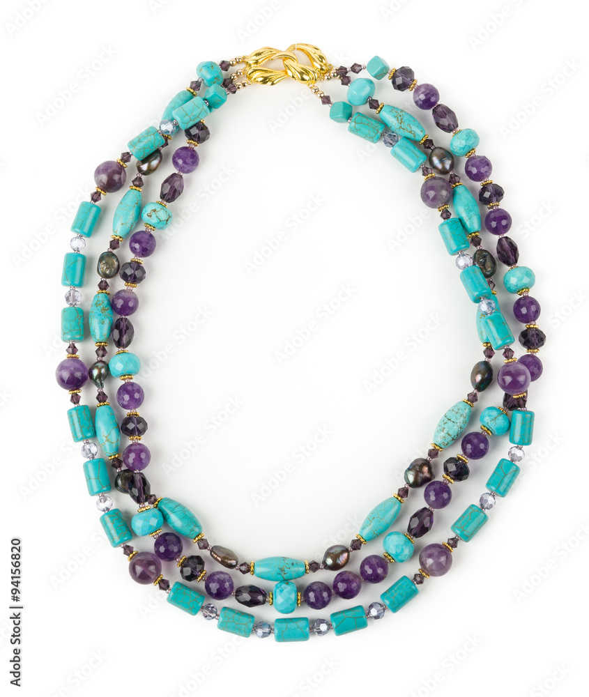 A beautiful calaite and amethyst necklace . A beautiful calaite and amethyst necklace .