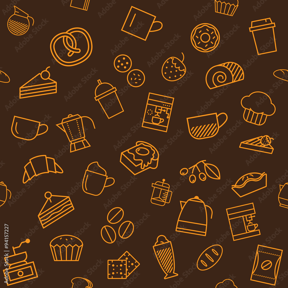 Coffee and bakery, seamless background design