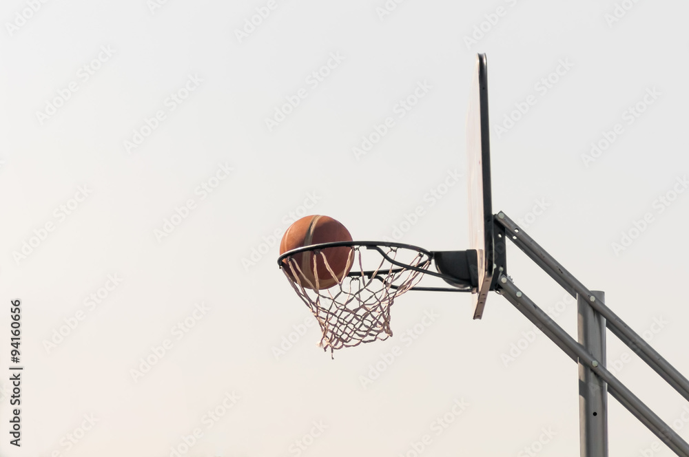 ball into the basketball net
