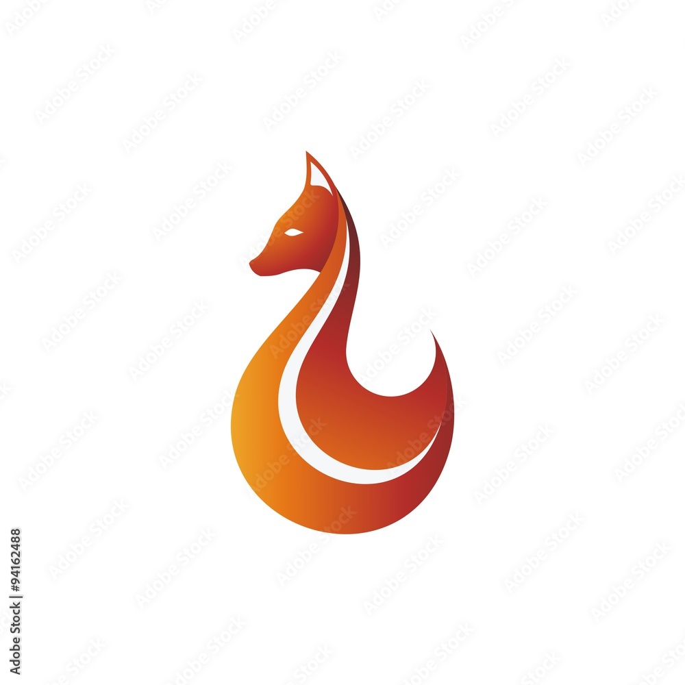 Fox Sign or Logo Template. Fox Animal Face Modern Simple Design Concept. 3D Flat Style Fox Sign or Logo Template. Fox Animal Face Modern Simple Design Concept. 3D Flat Style