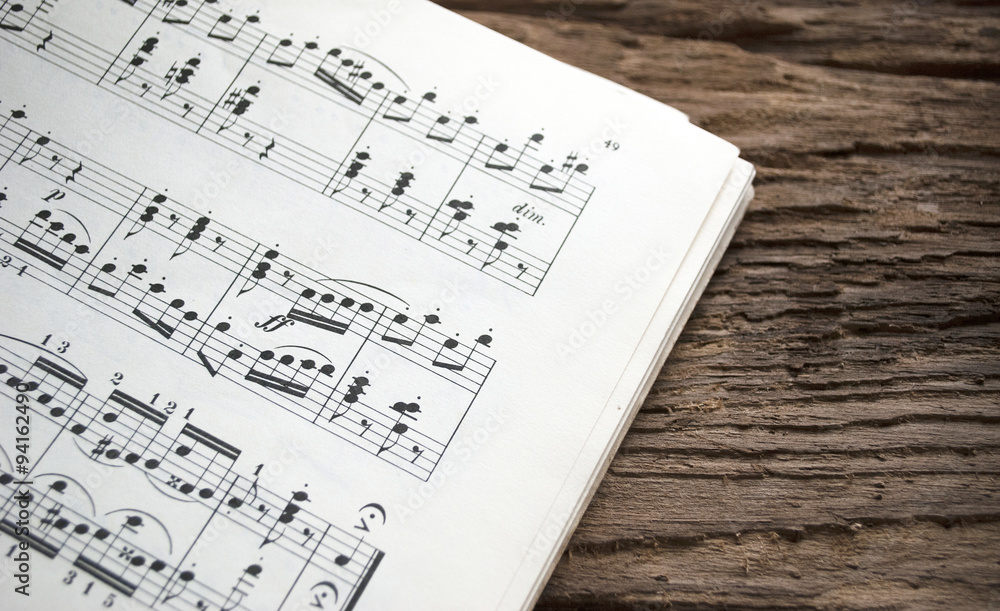 Fototapeta premium Notenblätter, Notenheft, Partitur