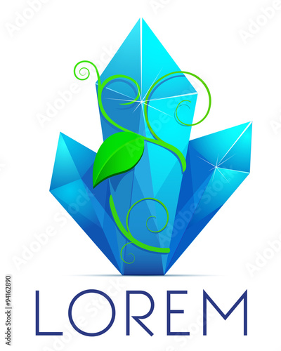 Blue crystals gems with a loach, vector logo template