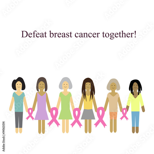 Defeat cancer together. Vector illustration on isolated