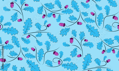 Vector seamless background of acorns and oak leaves. Beautifully situated pattern of acorns and leaves. eps 10.