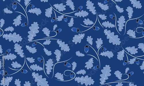 Vector seamless background of acorns and oak leaves. Beautifully situated pattern of acorns and leaves. eps 10.