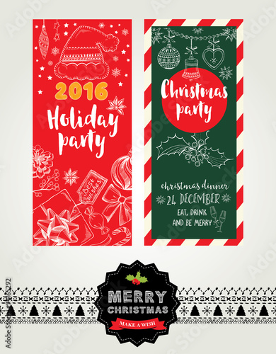 Christmas party invitation. Holiday card.