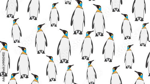 Vector seamless background of penguins. Chaotic penguin on a white background. eps 10