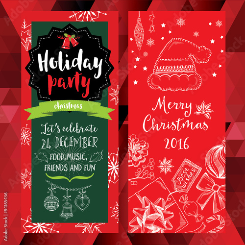 Christmas party invitation. Holiday card.