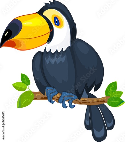 Cute toucan sitting on tree branch