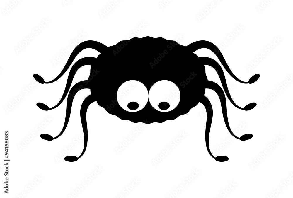 Spider halloween icon, symbol Silhouette. Vector illustration on white background