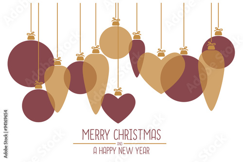 Merry Christmas Karte mit Christbaumkugeln