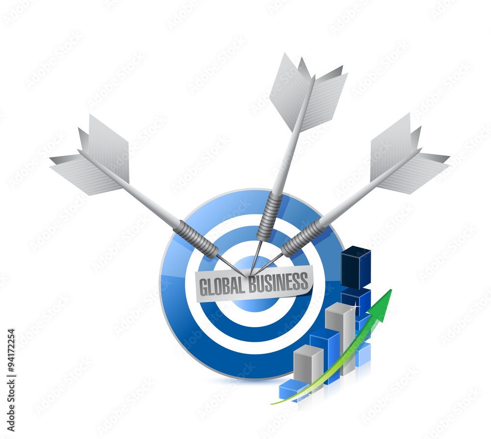 global business blue target sign concept global business blue target sign concept