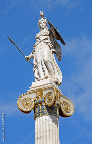 Athens - statue of Athena on the column of The National Academy  photo