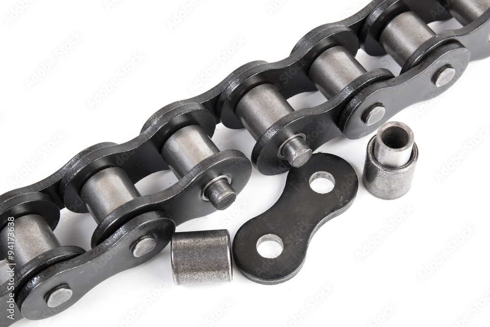 industrial roller chain isolated on a white background