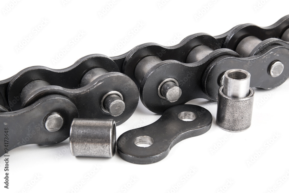 industrial roller chain isolated on a white background
