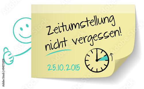 Zeitumstellung Winter Zeit Notiz Zettel Vektor