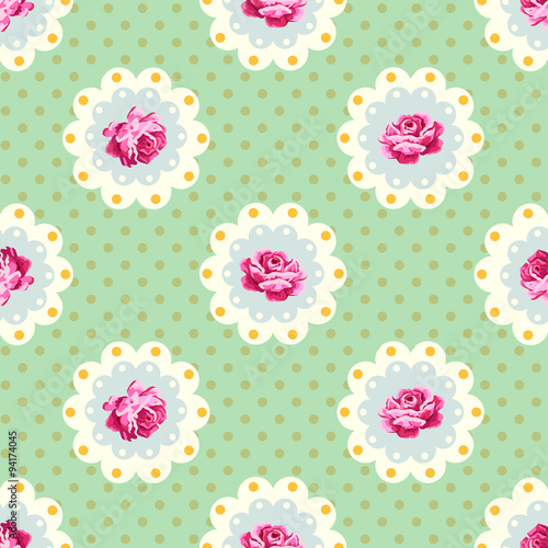 Vintage rose background. Shabby chic pattern. 