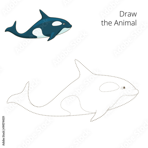 Fototapeta Naklejka Na Ścianę i Meble -  Learn to draw animal whale vector illustration
