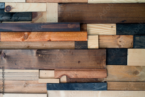 Fototapeta Naklejka Na Ścianę i Meble -  mosaic of pieces of wood