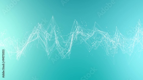 Connection wireframe structure with particles animation blue