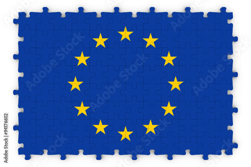 European Flag Jigsaw Puzzle - Flag of the European Union Puzzle Isolated on White
