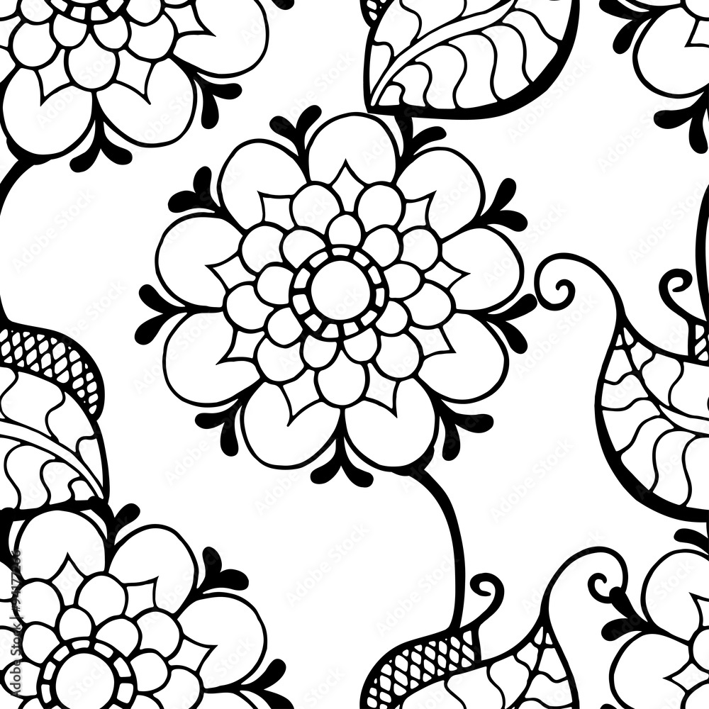 Monochrome Floral Pattern. Monochrome Floral Pattern.