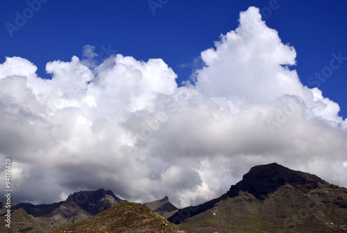 Mountain landscape with clouds on Tenerife, Canary Islands. 