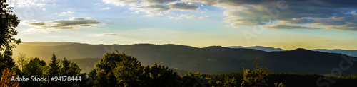 Colorful sunset panoramic view in Alsace