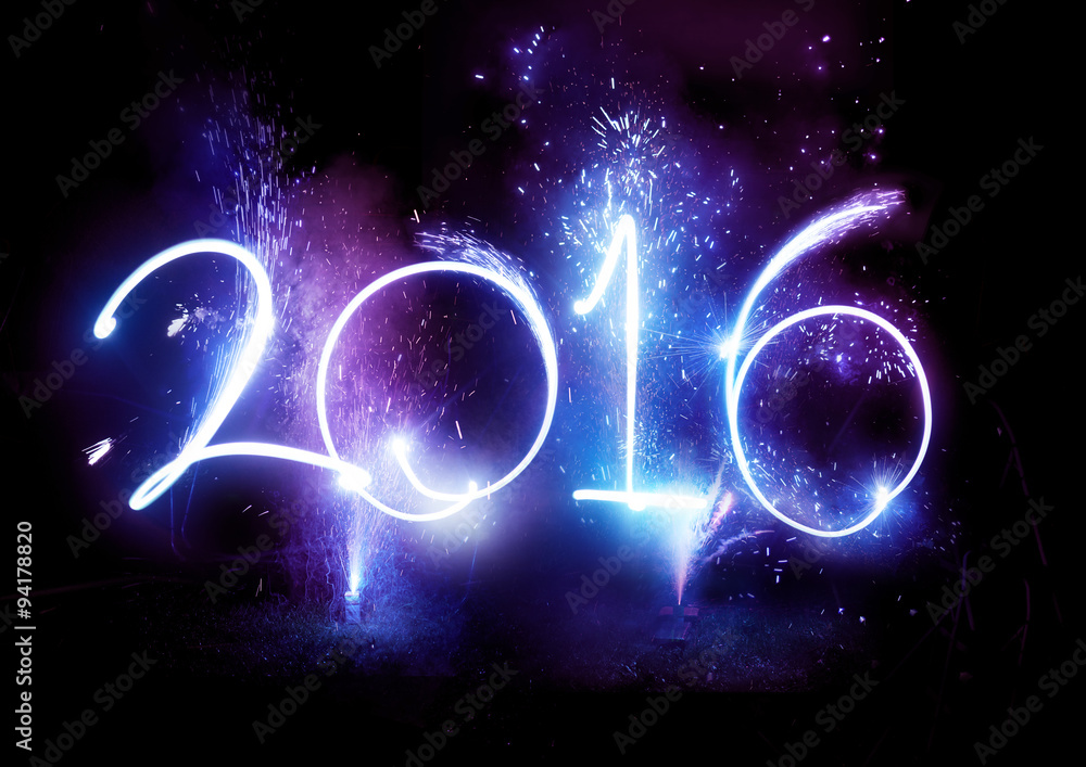2016 Fireworks party - New Year Display! - obrazy, fototapety, plakaty 