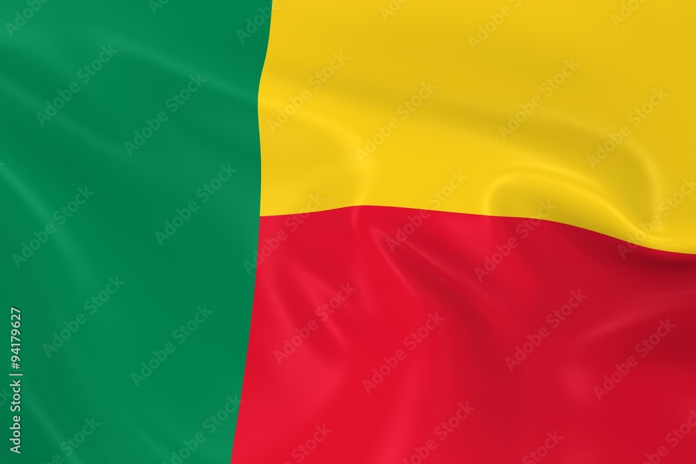 Waving Flag of Benin - 3D Render of the Beninese Flag with Silky Texture Waving Flag of Benin - 3D Render of the Beninese Flag with Silky Texture