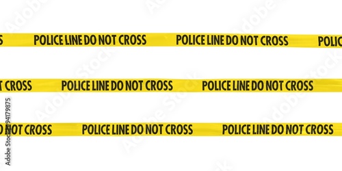 Police line Do Not Cross Tape Lines Isolated on White