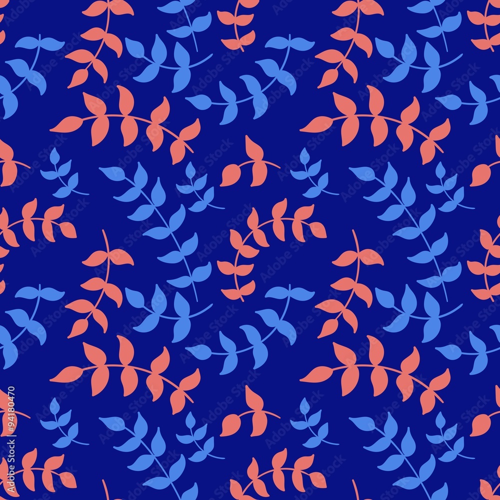 Blue and Orange Leafs Seamless Pattern Blue and Orange Leafs Seamless Pattern