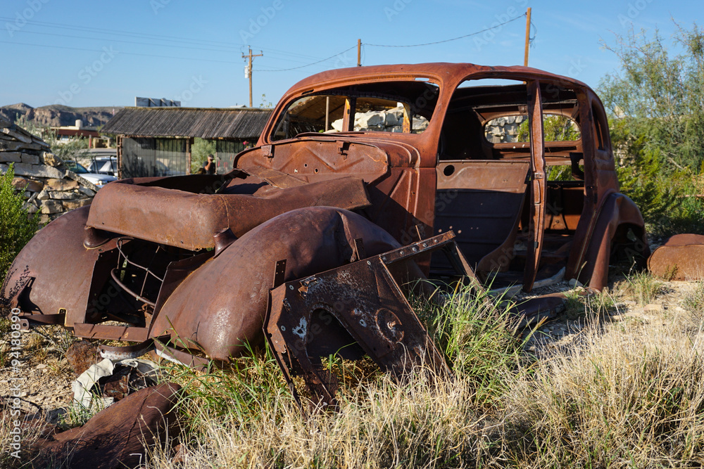 Naklejka Abandon Car in Terlingua Texas Ghost Town