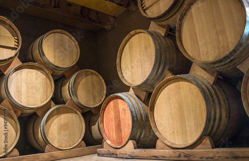 Wine barrels in Cellar of Siraz, Elqui Valley, Andes part of Atacama Desert in the Coquimbo region, Chile