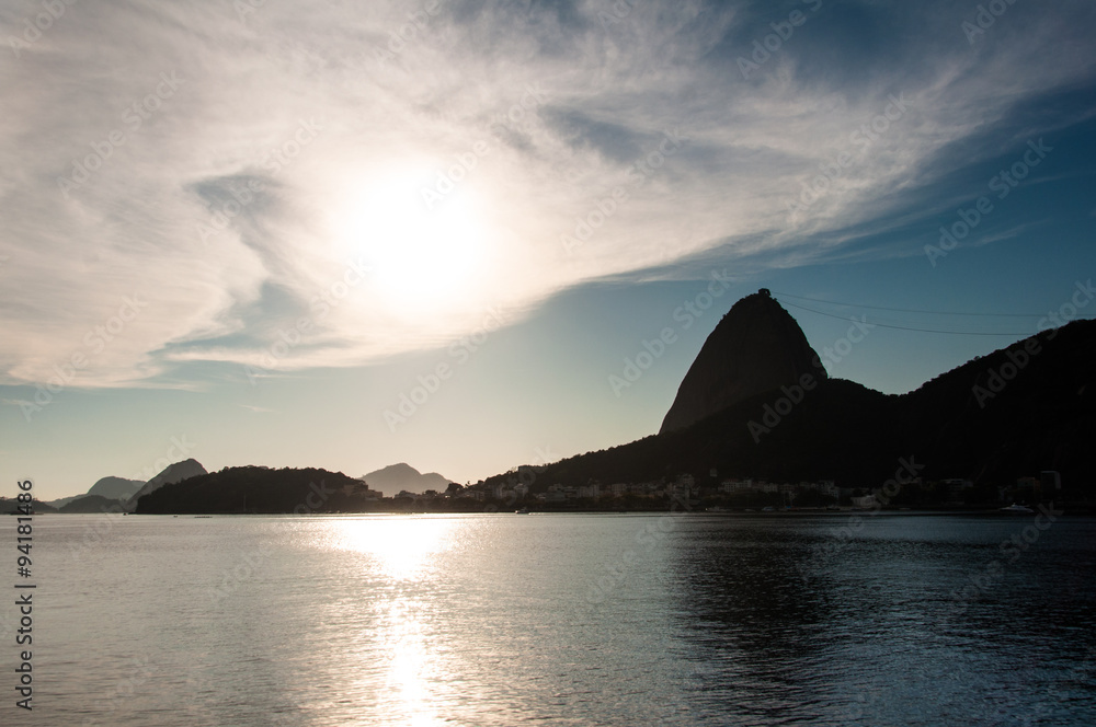 Silhouette of Sugarloaf Mountain in Rio de Janeiro during Beautiful Sunrise