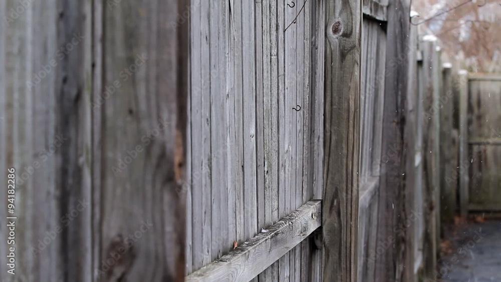 Snow Near Wooden Fence. 2 shots. light snow fall with wooden fence along the side. shallow depth of field. 2nd shot is a close up rack focus
Snow Near Wooden Fence. 2 shots. light snow fall with wooden fence along the side. shallow depth of field. 2nd shot is a close up rack focus