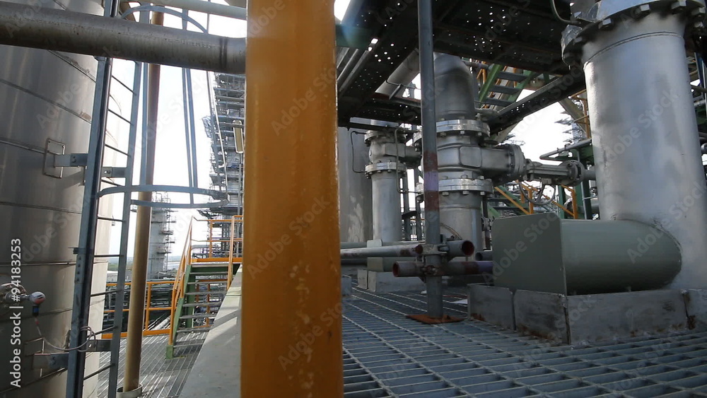 video panning of Chemical pipe line in process area at Petroleum and chemical plant video panning of Chemical pipe line in process area at Petroleum and chemical plant