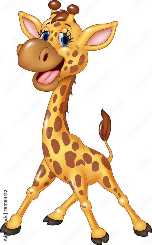 Obraz premium Cartoon happy giraffe isolated on white background