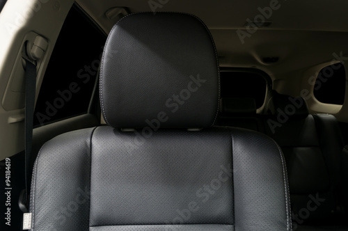 Car passenger leather seat. Interior detail. © alexdemeshko