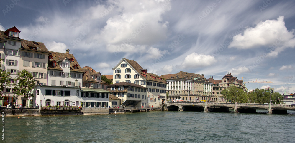 Houses along the river in Zurich.