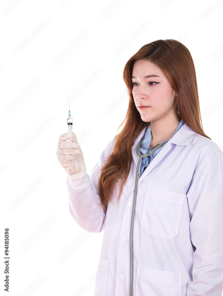 Female doctor with syringe Female doctor with syringe