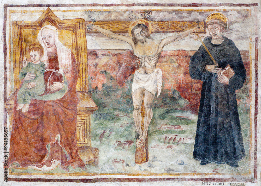 Bergamo - Fresco of Crucifixion from church of st. Michael
