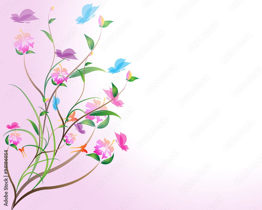 Flower background with butterflies Flower background with butterflies