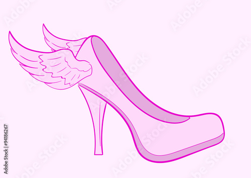 Winged female shoe
